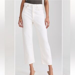Agolde 90s Crop Loose Straight Jeans in White